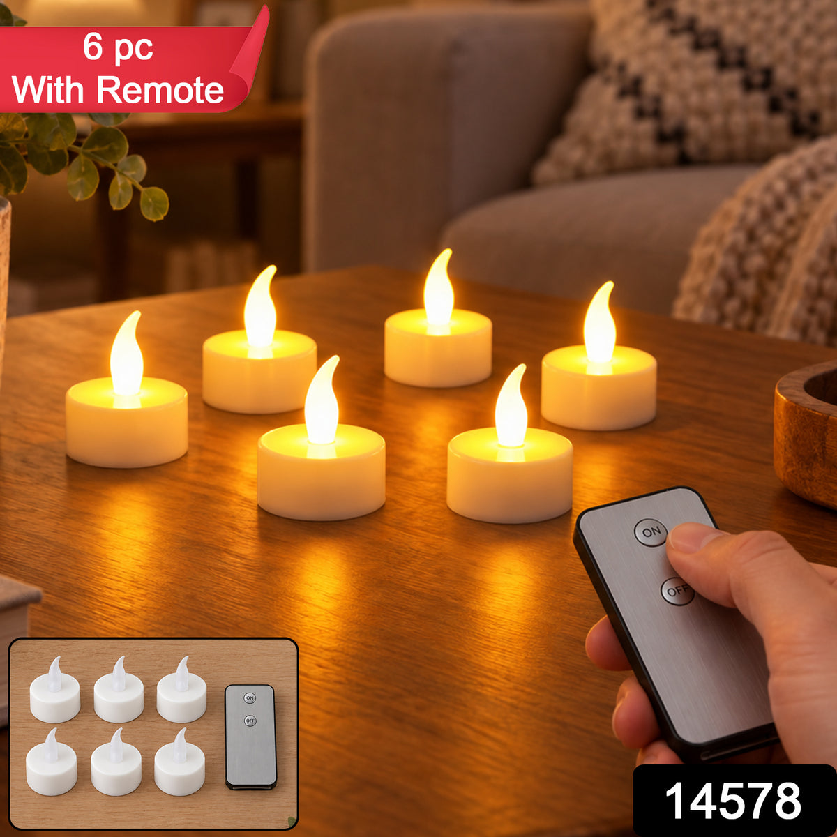 Premium 6 Piece LED Flameless Candle Light Set with Remote Control