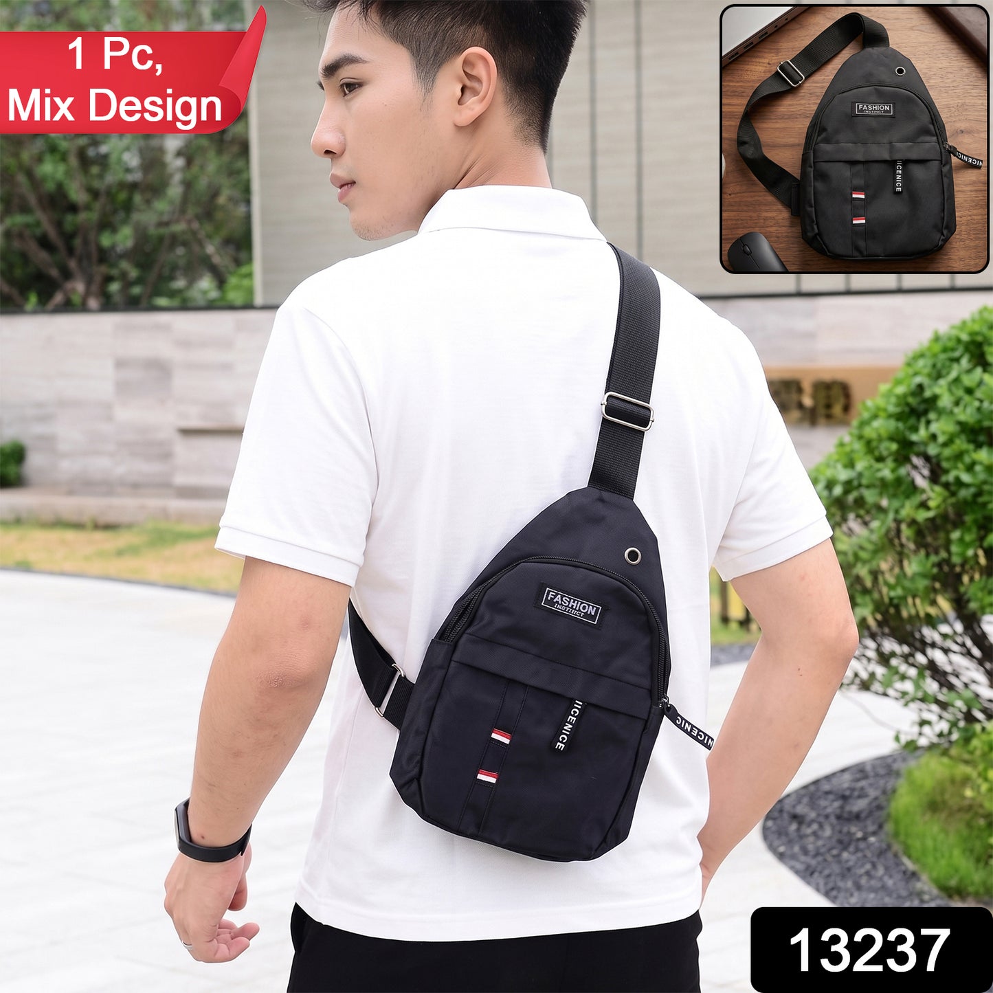 Waterproof Waist Bag, Shoulder Bags USB Charging Earphone Hook Sling Travel Bag (1 Pc / Mix Color)