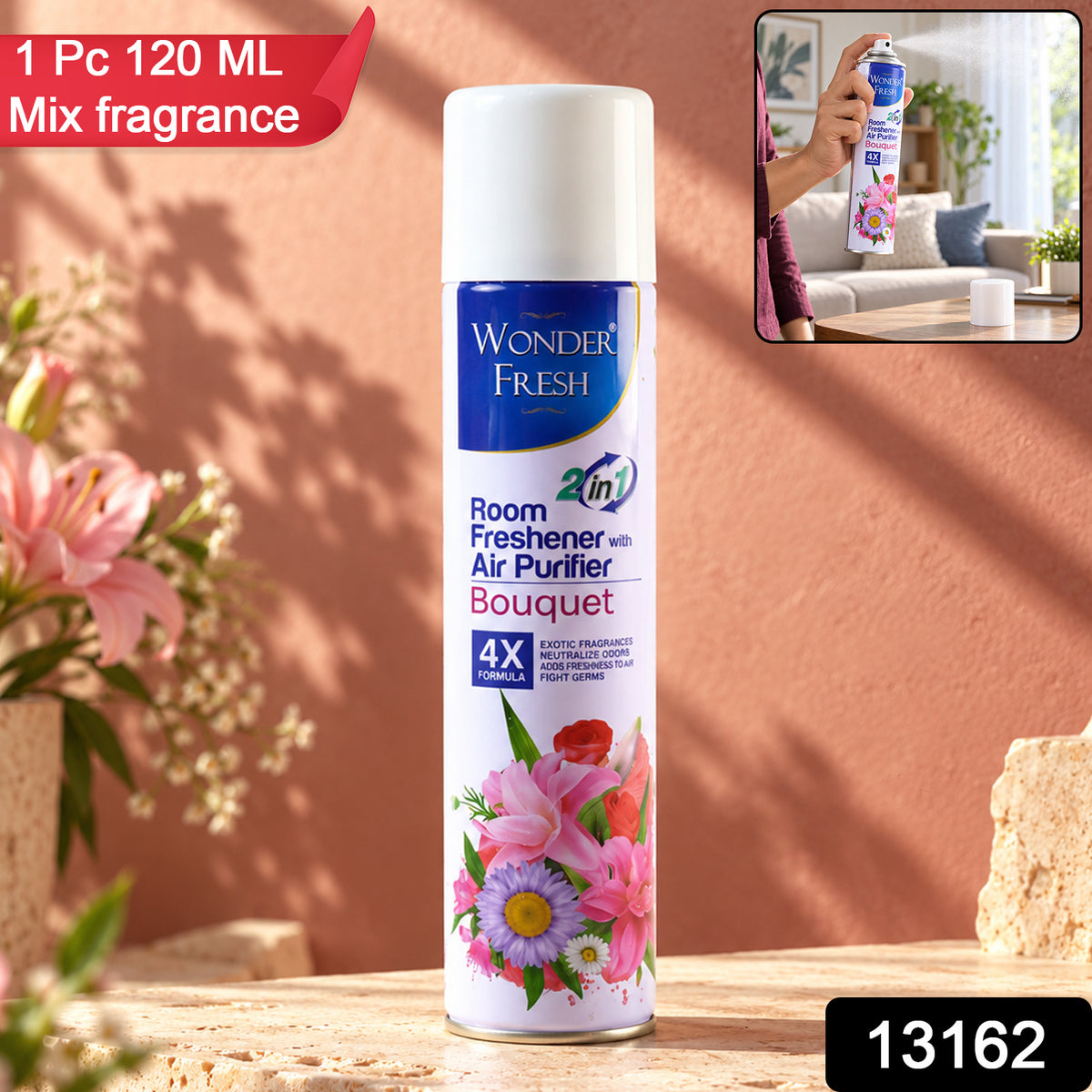 2 In1 Room Freshener Spray for Home and Office (1 Pc, 120 ML, Mix Fragrance)
