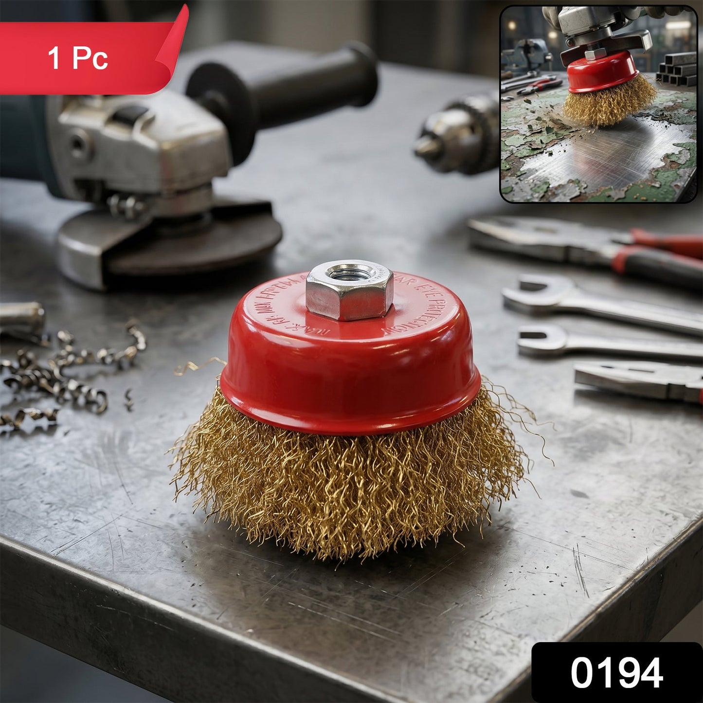 Gold wire brush grinder attachment tool