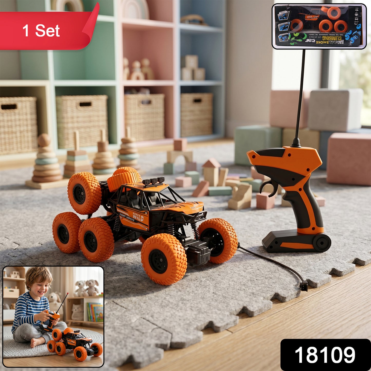 Rock Climber Car, 8 Wheels Climbing Car (1 Pc / Remote Battery Not Included)