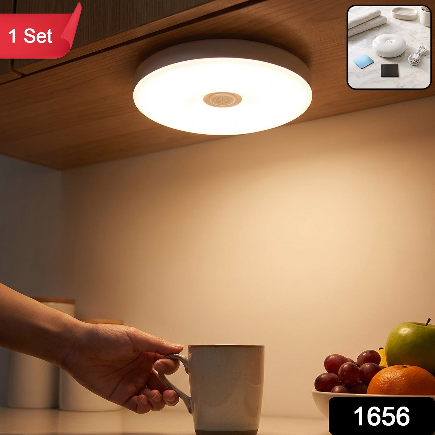 Motion sensor LED strip light with magnetic mount, 1 set