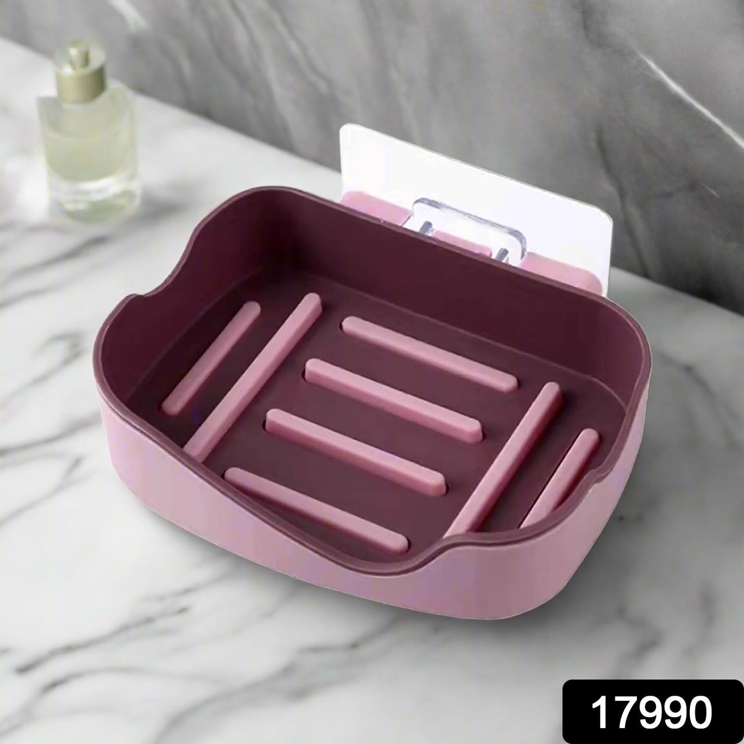 Plastic Soap Dish Holder for Bathroom Shower Wall Mounted Self Adhesive Soap Holder Saver Tray-Plastic Sponge Holder for Kitchen Storage Rack Soap Box, Bathroom ,Sabudani (1 Pc)