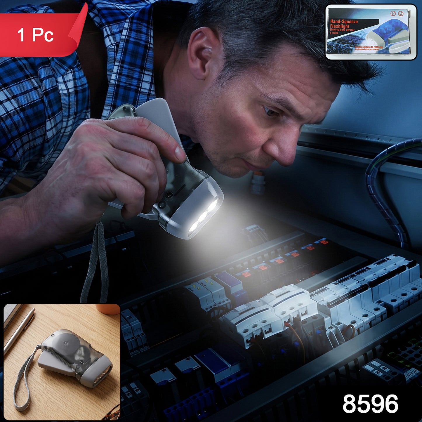 3-LED Hand Press Torch – Battery-Free Hand Crank Flashlight