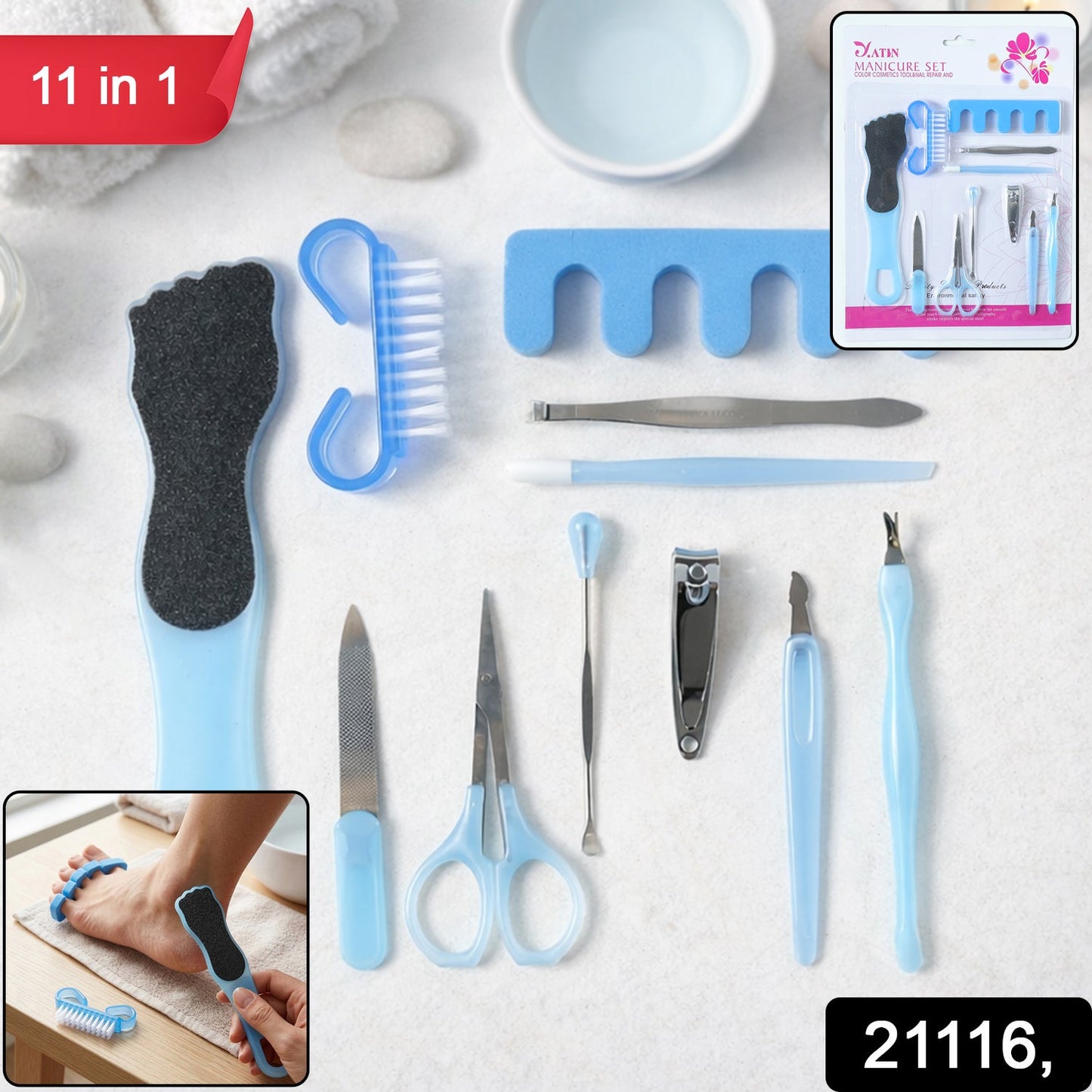 11 in 1 Manicure Pedicure Grooming Kit Nail Care Set (1 Set)