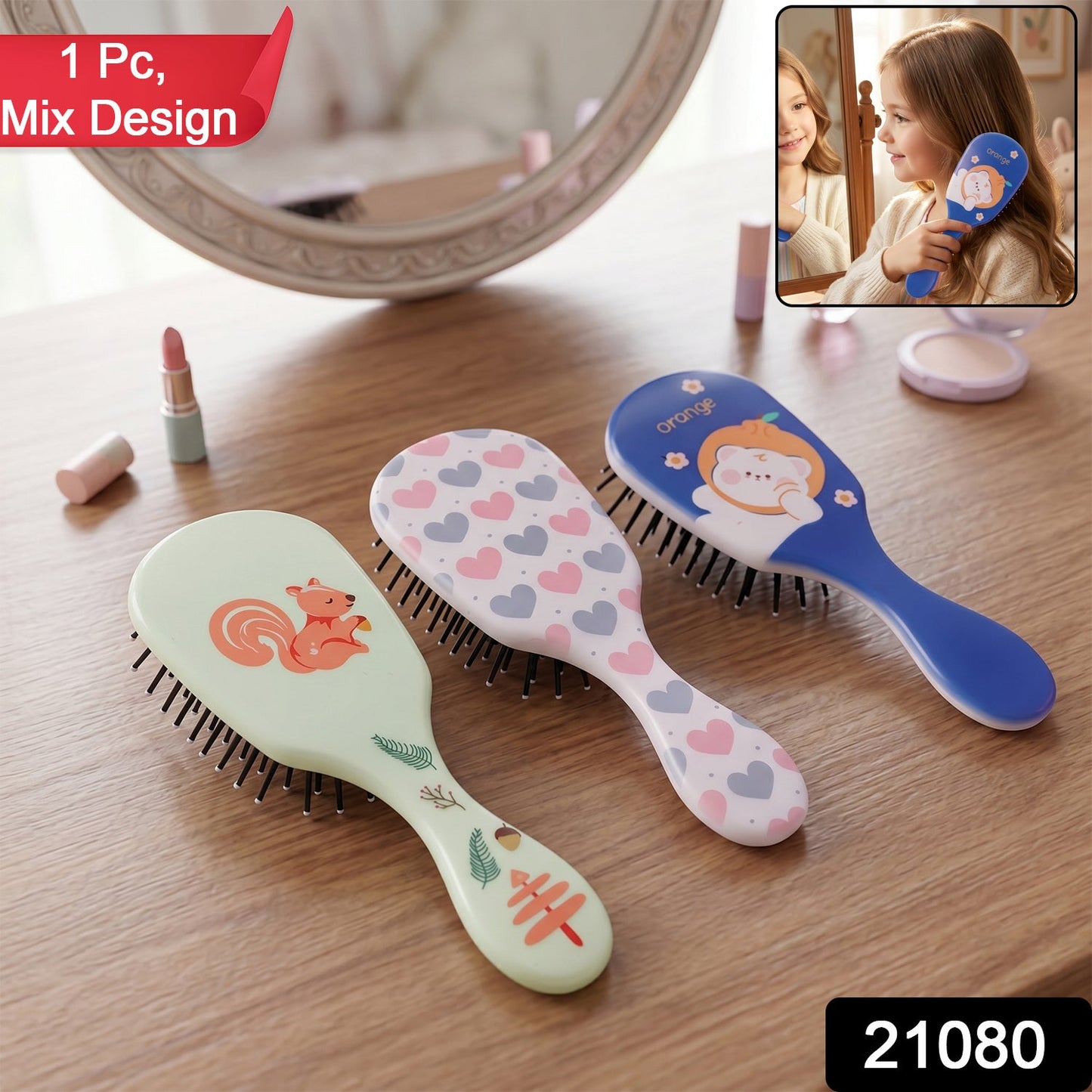 Fun and Colorful Mix Design Kids Hair Comb (1 Pc, Mix Design)