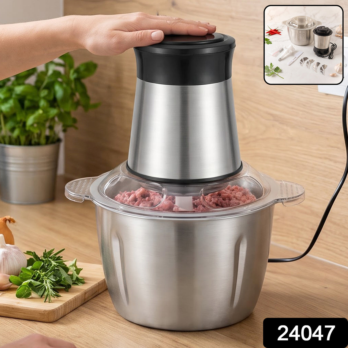Electric SS Food Processor 2 Litre Vegetable Chopper & Mixer Grinder