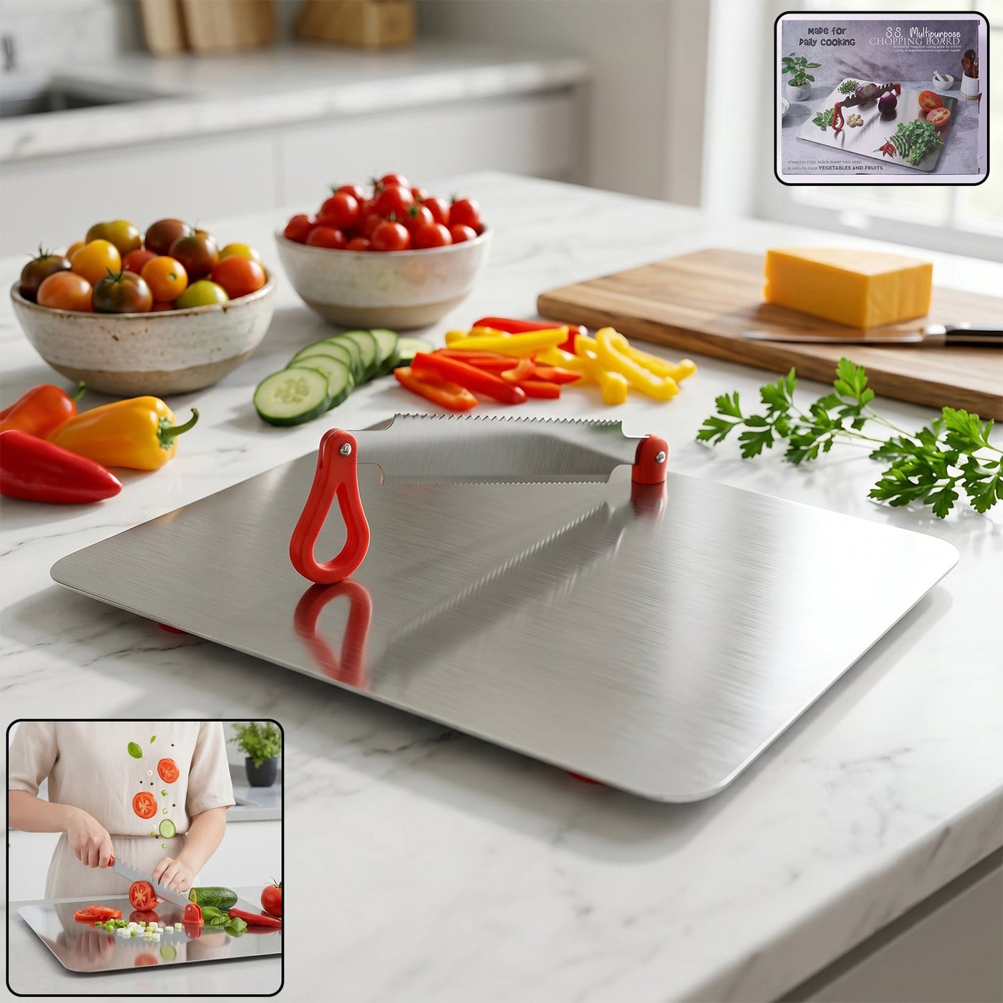 Stainless Steel Multipurpose Chopping Board – Hygienic & Durable for Kitchen