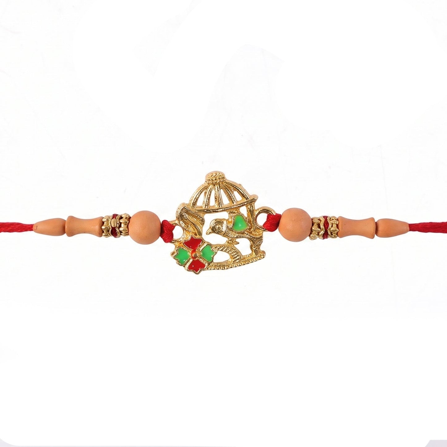 Traditional Rakhi with golden bow and arrow and beads