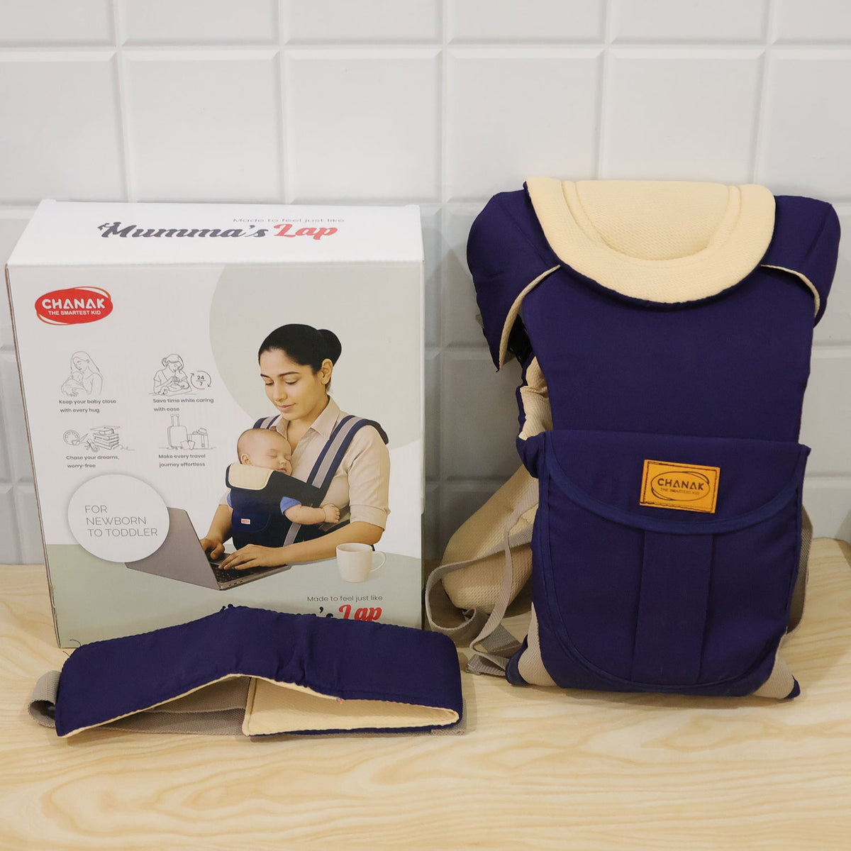 Baby Carrier With Padded Head Support And Adjustable Shoulder Straps (1 Pc)