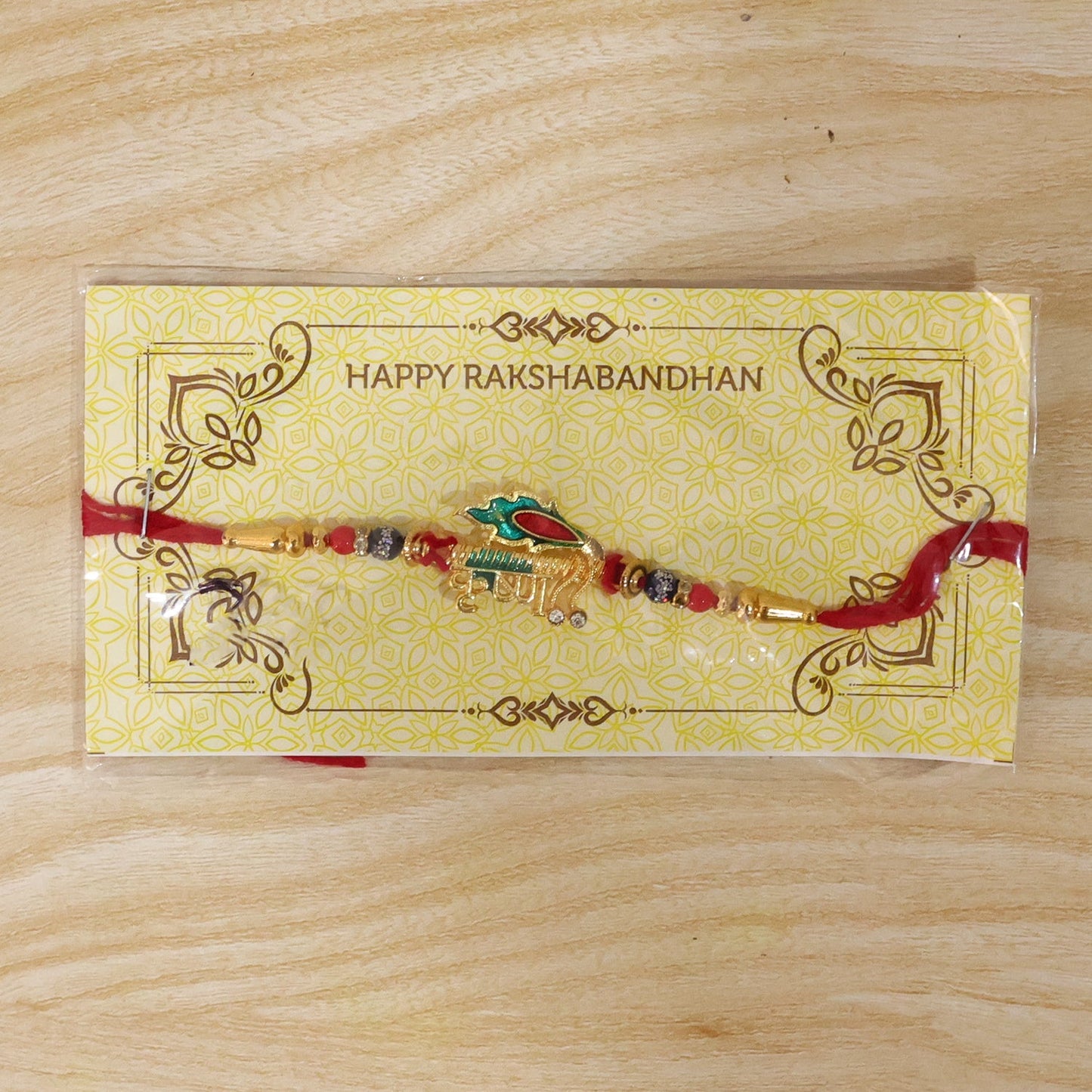 Bright and stylish Rakhi with colorful beads for sibling celebration
