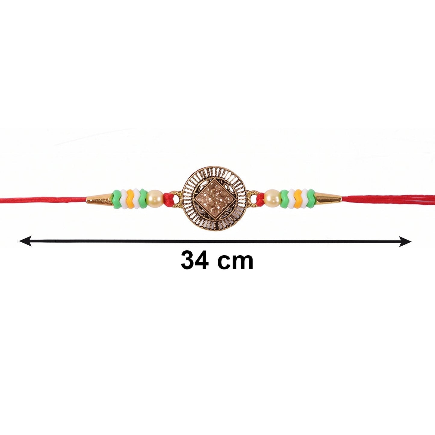 Top view of Bhabhi Rakhi showcasing decorative beads