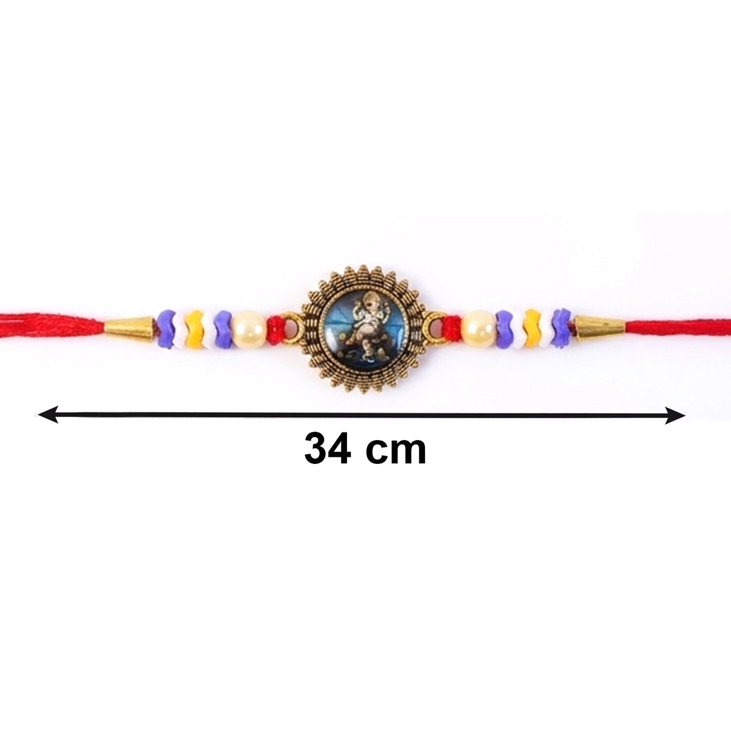 Close-up of beads and latkan details on Bhabhi Rakhi