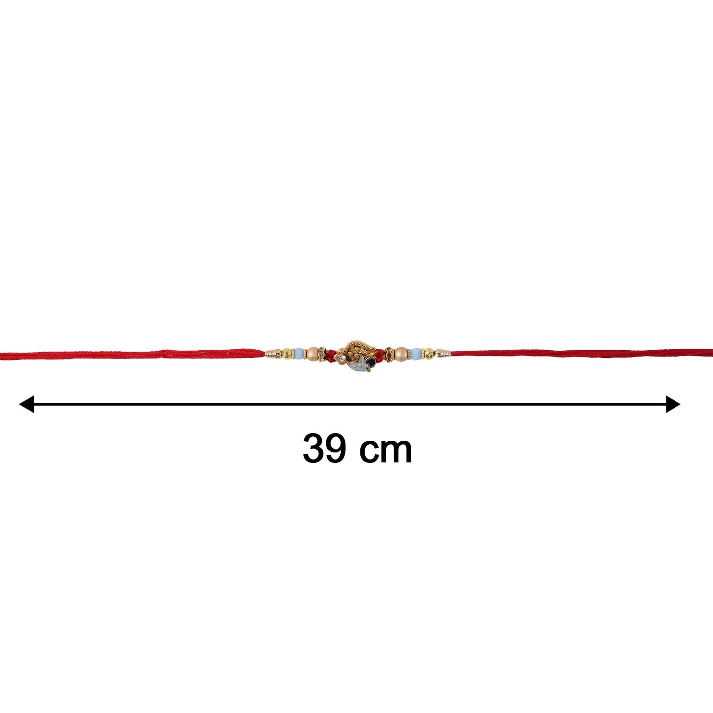 Full detail of Pearl Bead Bhabhi Rakhi with colorful Latkan