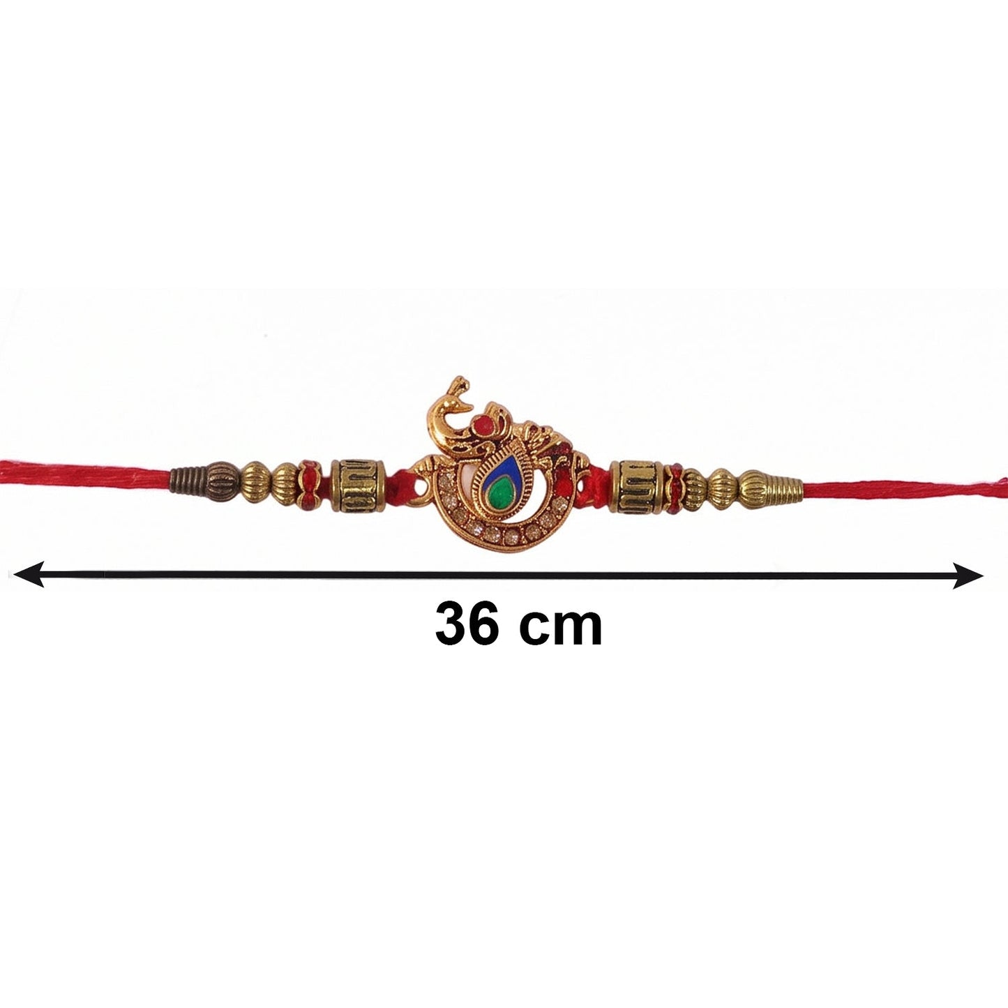 Elegant pearl latkan on peacock design Bhabhi Rakhi