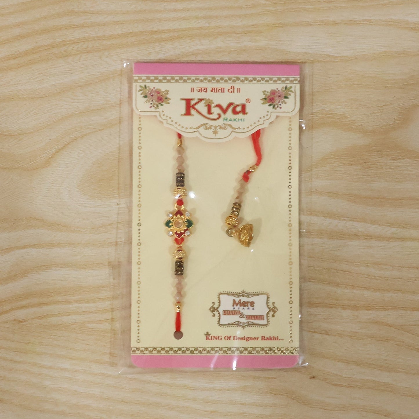 Decorative background display of Floral Pearl Bhabhi Rakhi