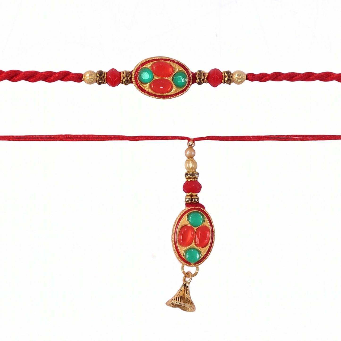 Traditional design of oval stone Bhabhi Rakhi