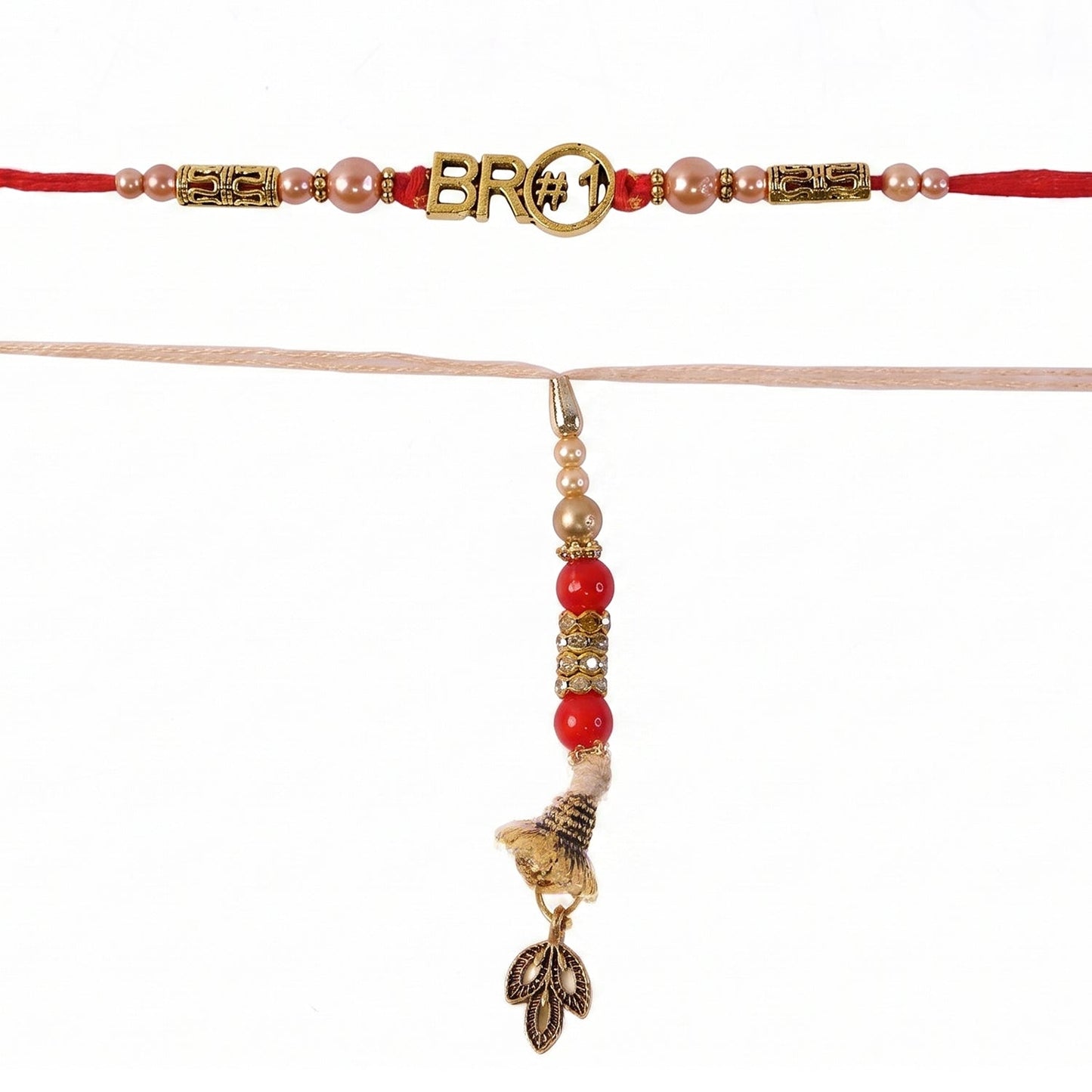 Elegant Bhabhi Rakhi with golden latkan on display