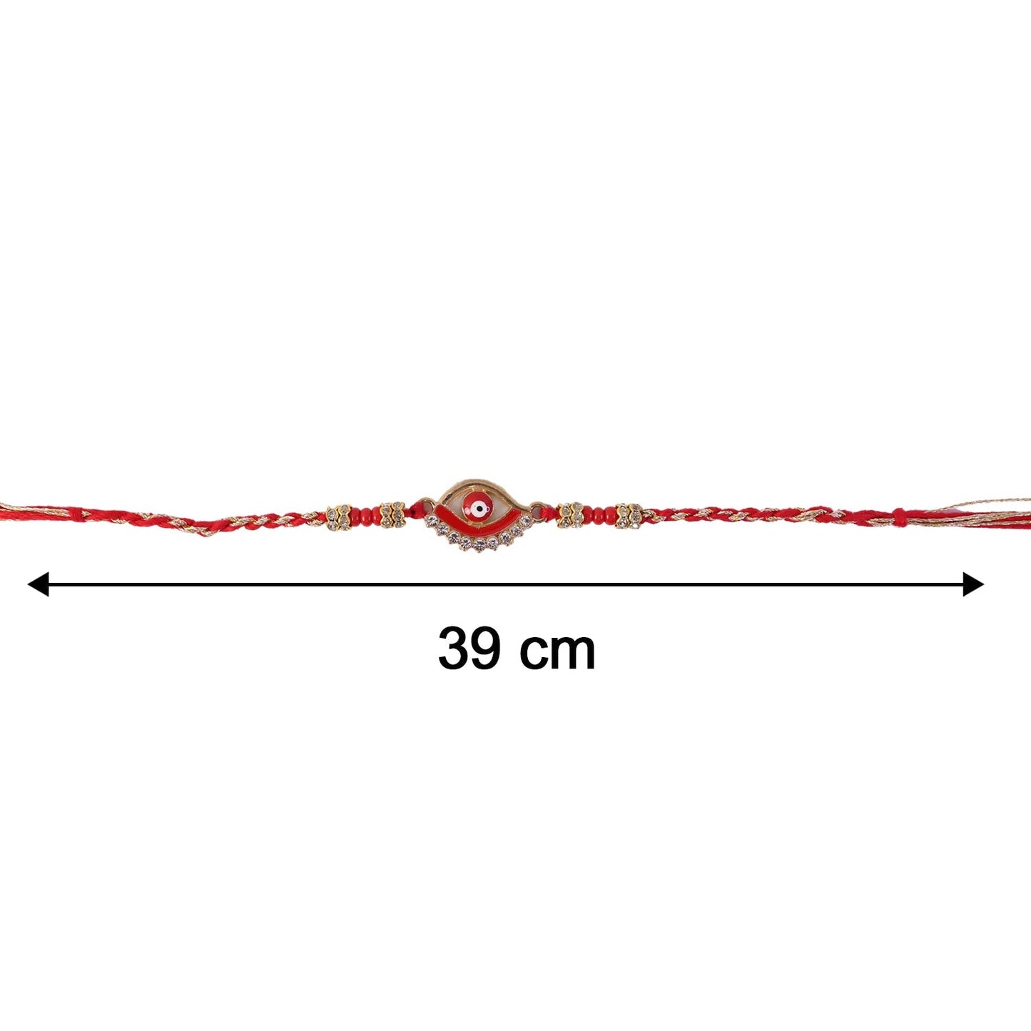 Red Stone Bhabhi Rakhi with shining stones and latkan accessory