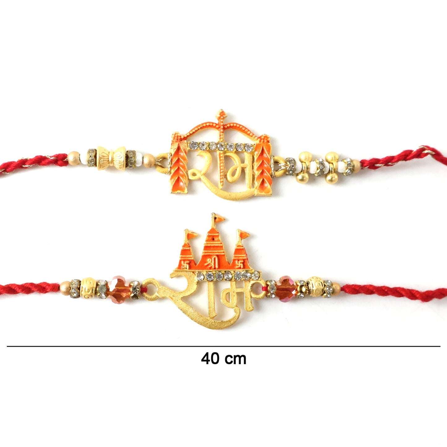 Front view of Bhabhi Rakhi with golden latkan