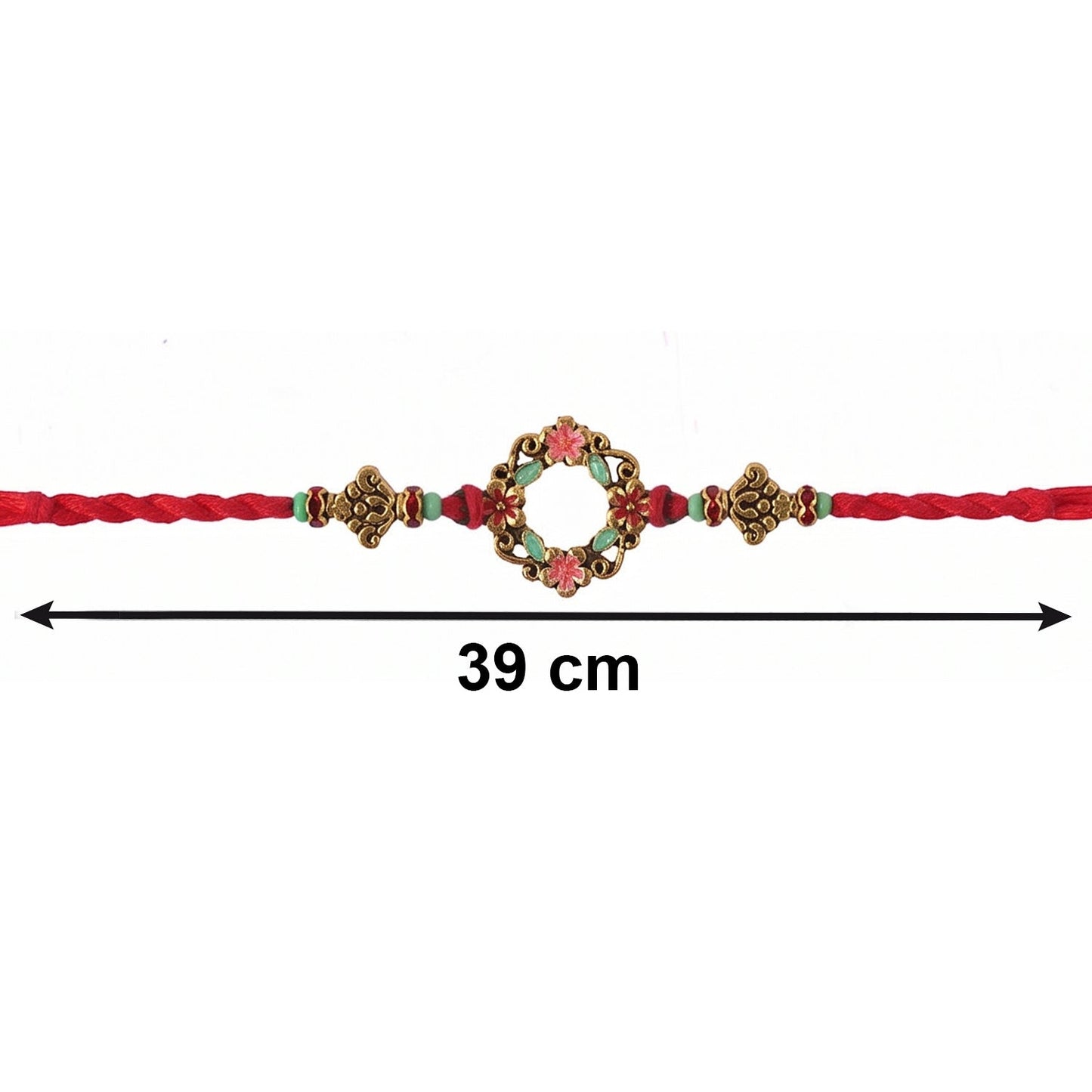 Close-up of pearl and floral stones on Bhabhi Rakhi for Raksha Bandhan
