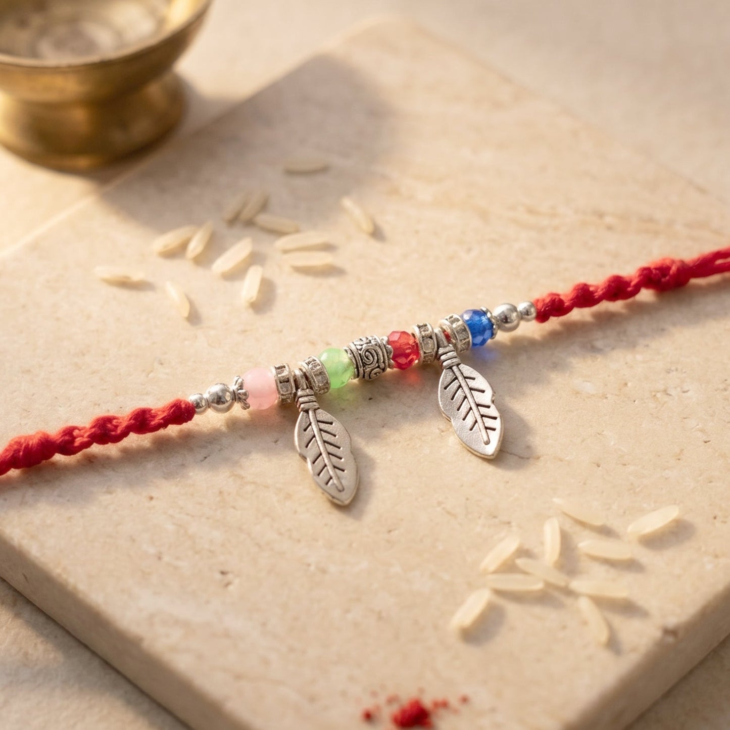 Handcrafted Bhabhi Rakhi with multiple colorful beads