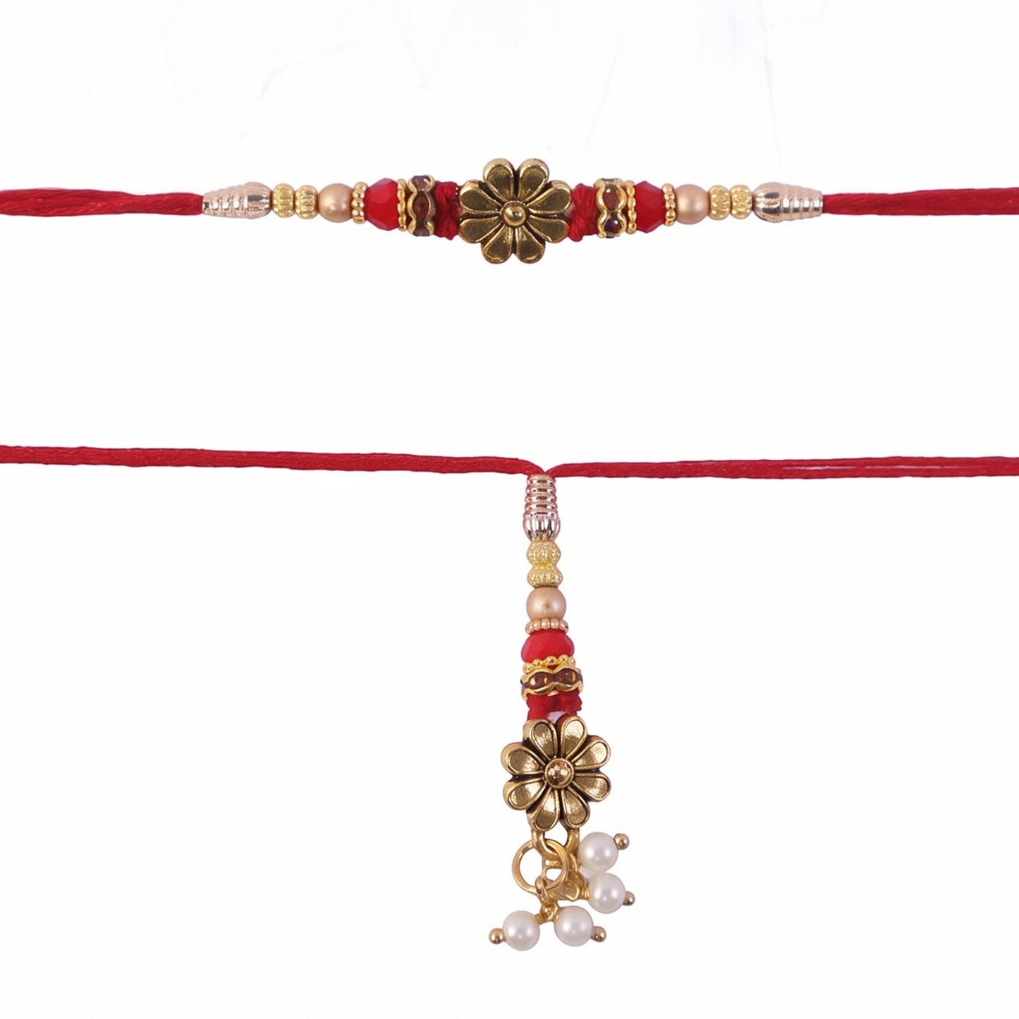 Packaging and presentation of floral pearl Bhabhi Rakhi