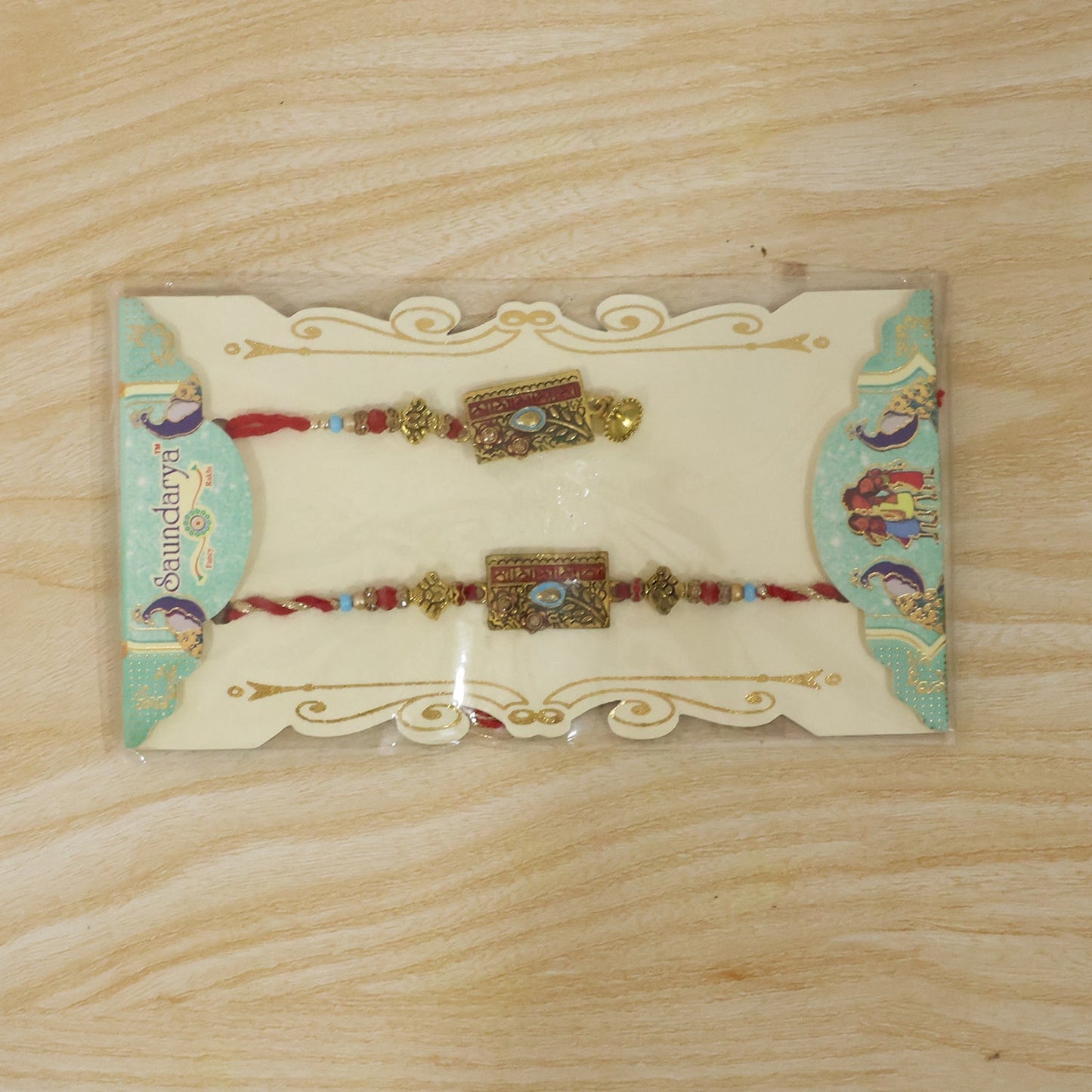 Complete view of traditional floral designer Bhabhi Rakhi with detailed work