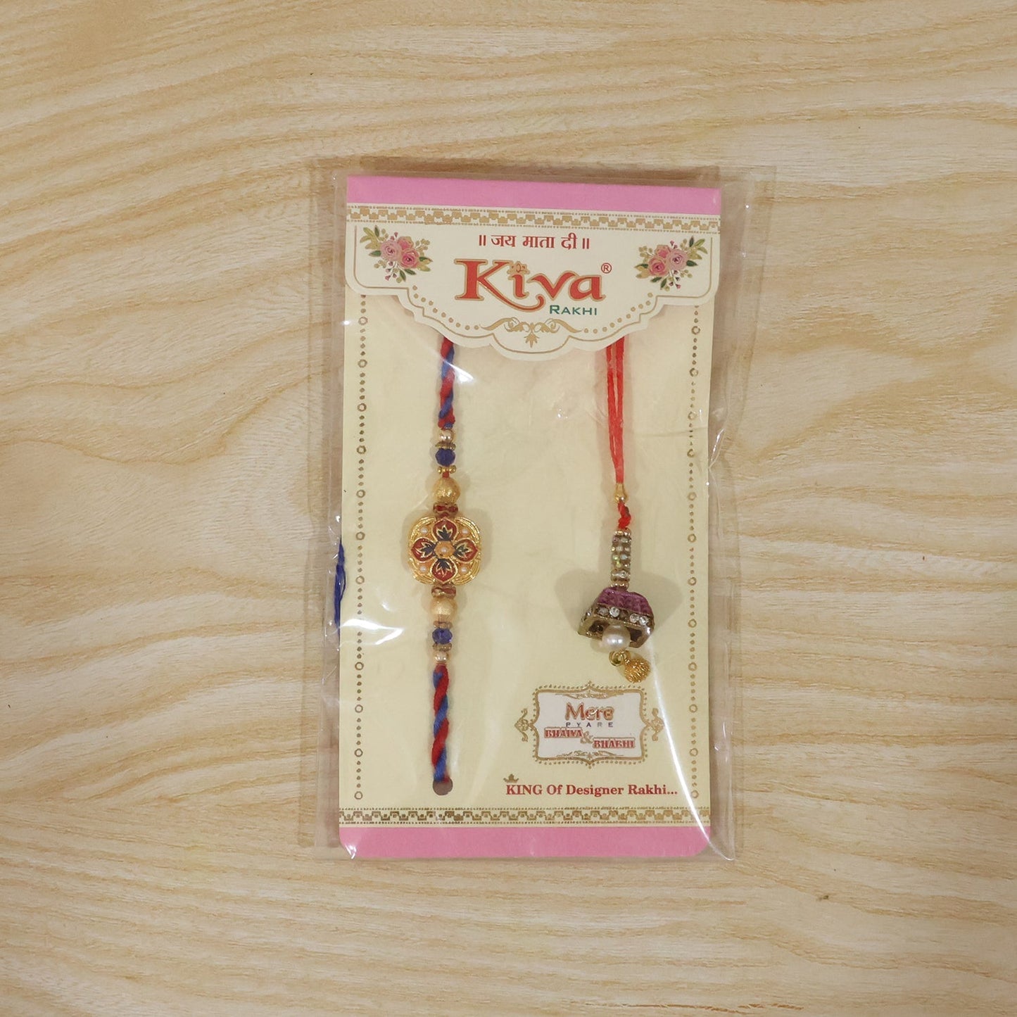 Elegant floral Rakhi with peacock latkan and pearls