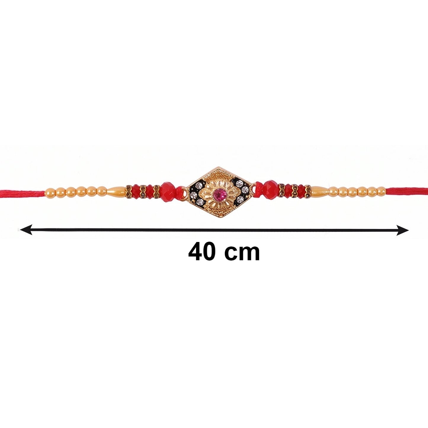 Traditional Pearl Jhumka embellishment on Rakhi