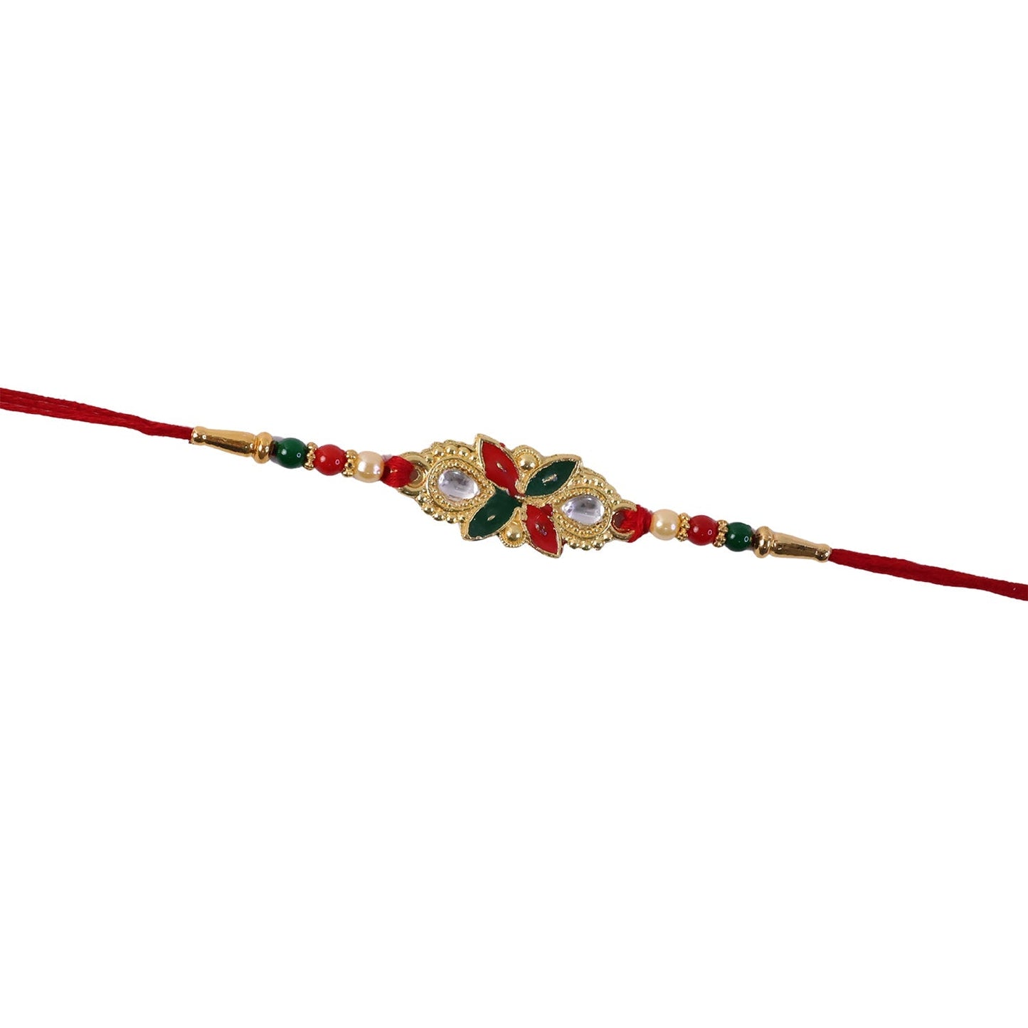 Rakhi tied around brother's wrist showcasing vibrant beads