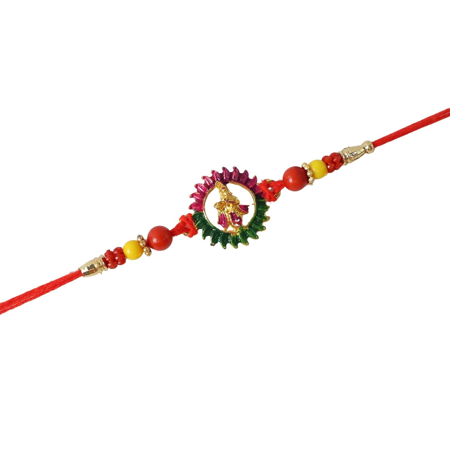Close-up of bead design on Rakhi thread