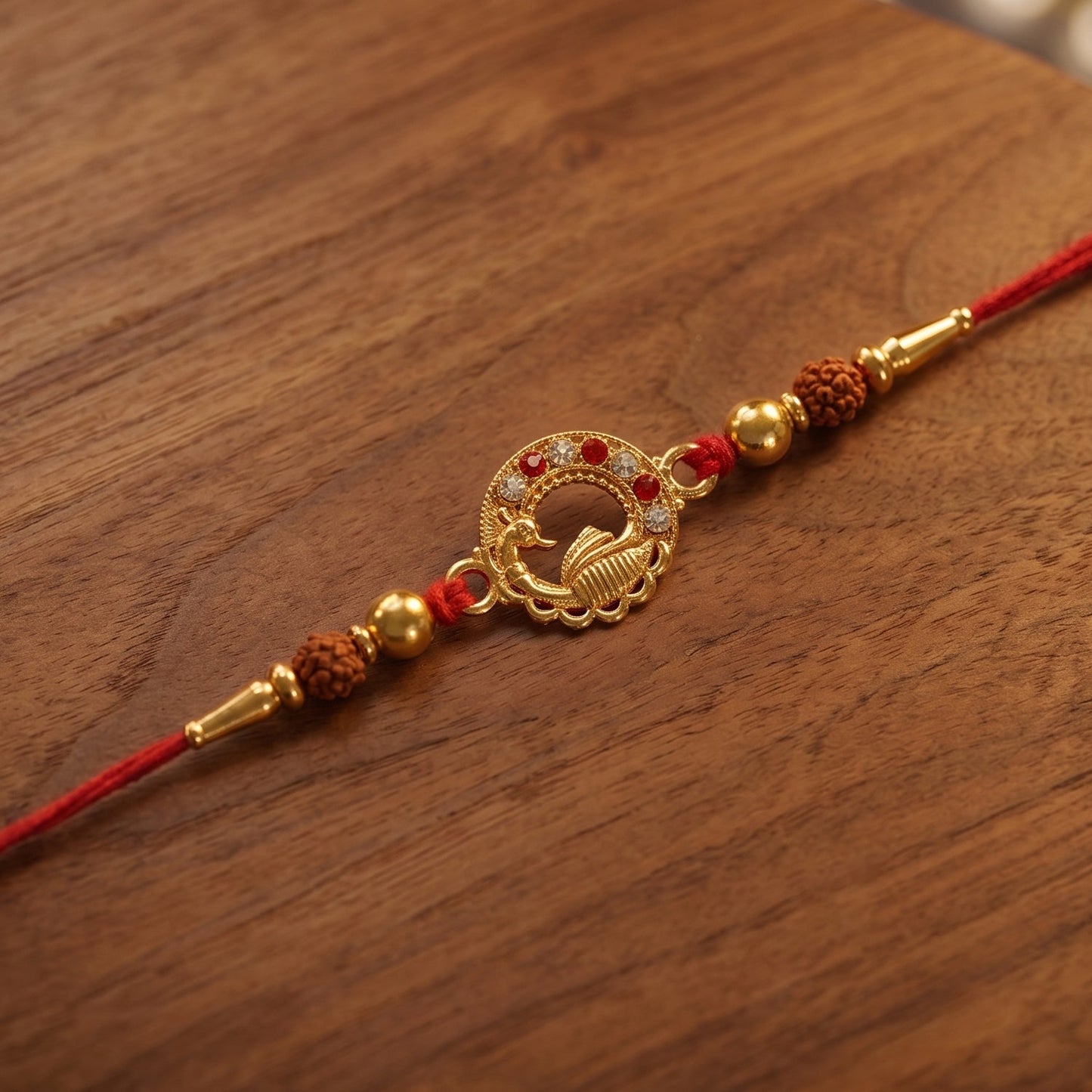 Stylish Rakhi with soft thread and peacock design for brothers