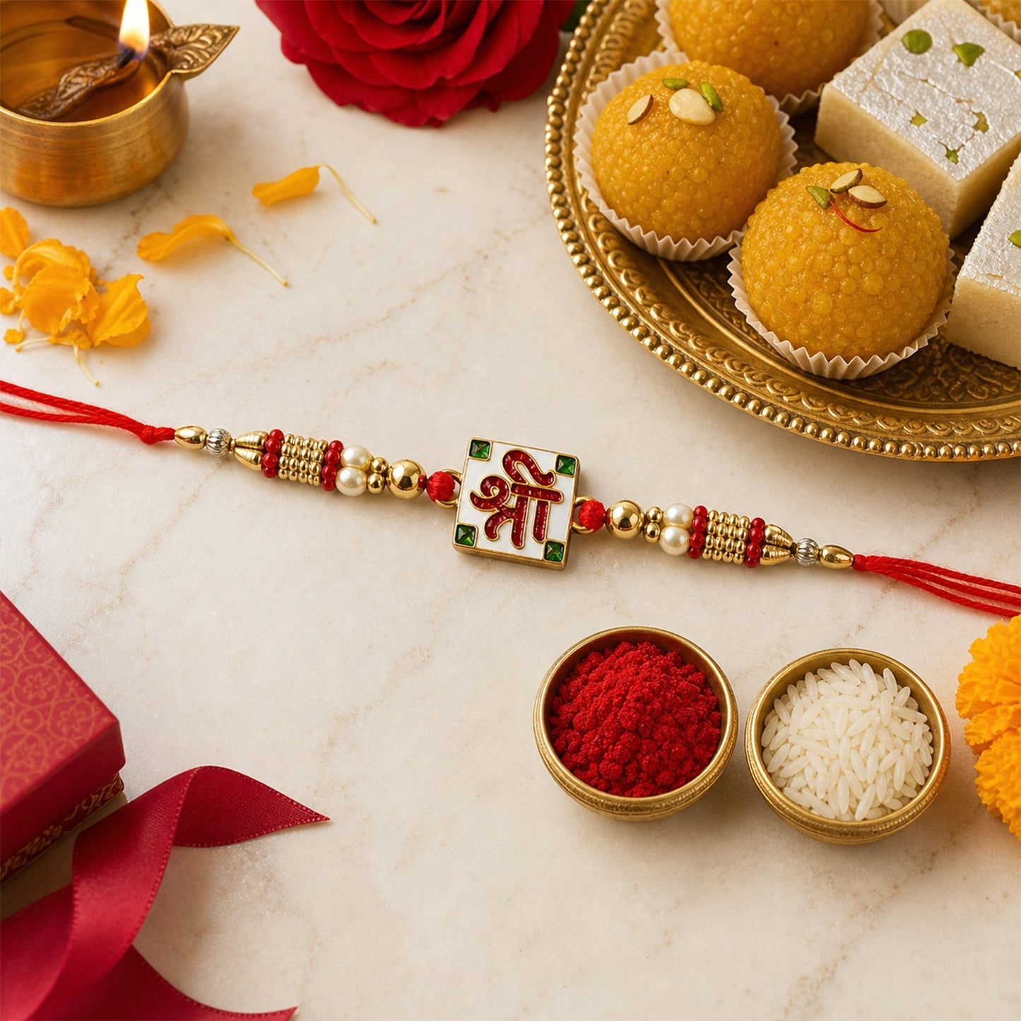 Festive Rakhi styled with accessories