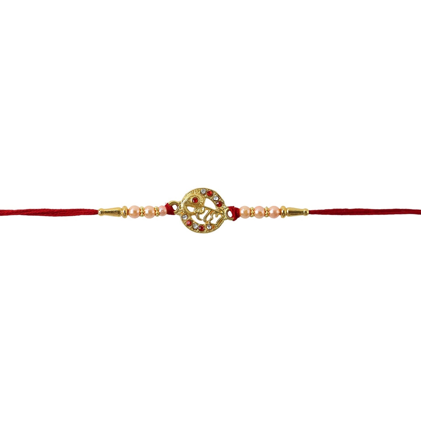 Detailed look at beadwork on Radhe Designer Rakhi