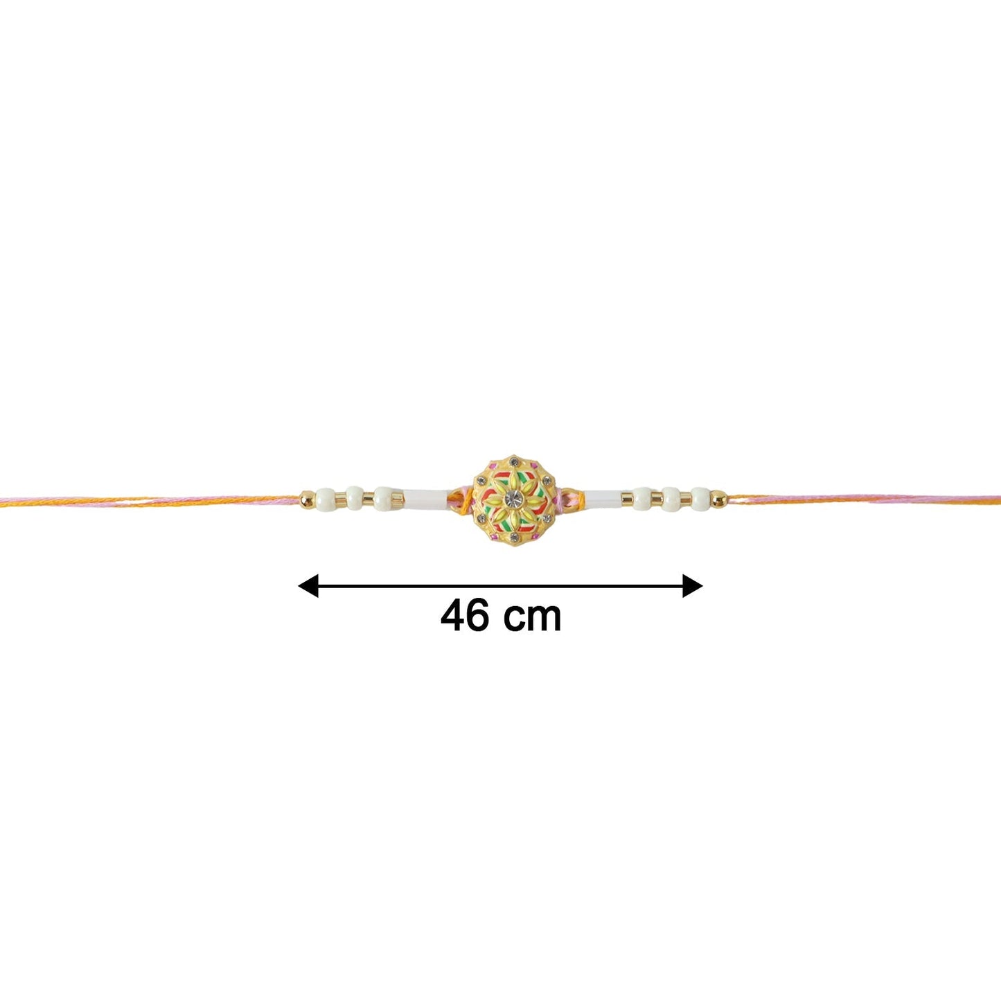 Beautiful Floral Rakhi with intricate pattern and bead embellishments.