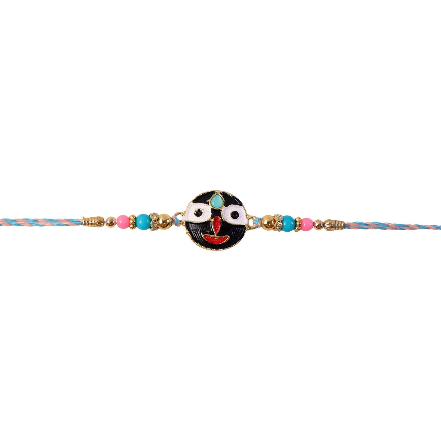 Beautiful deity face rakhi with beads, ideal for Raksha Bandhan