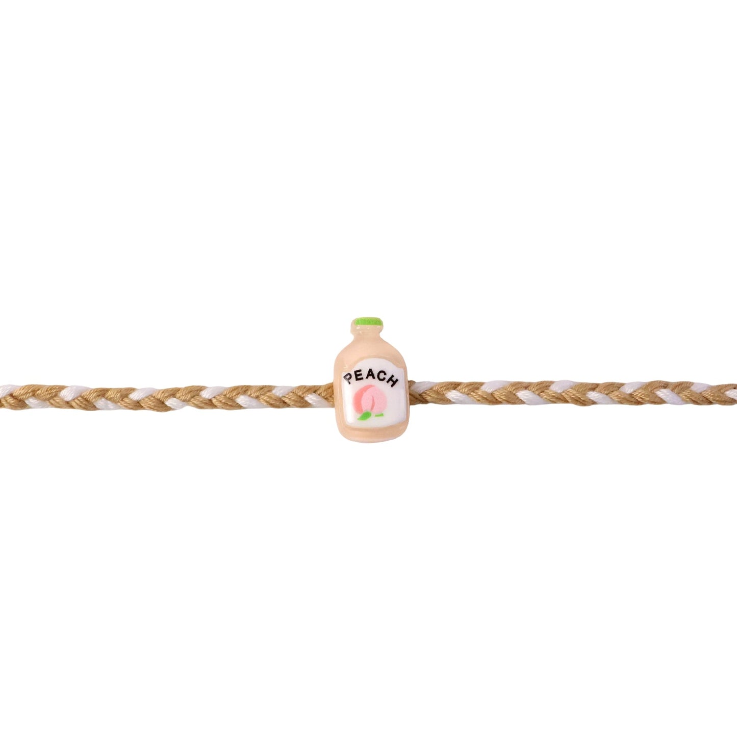 Top view of Peach Bottle Charm Fancy Dori Rakhi, colorful and elegant