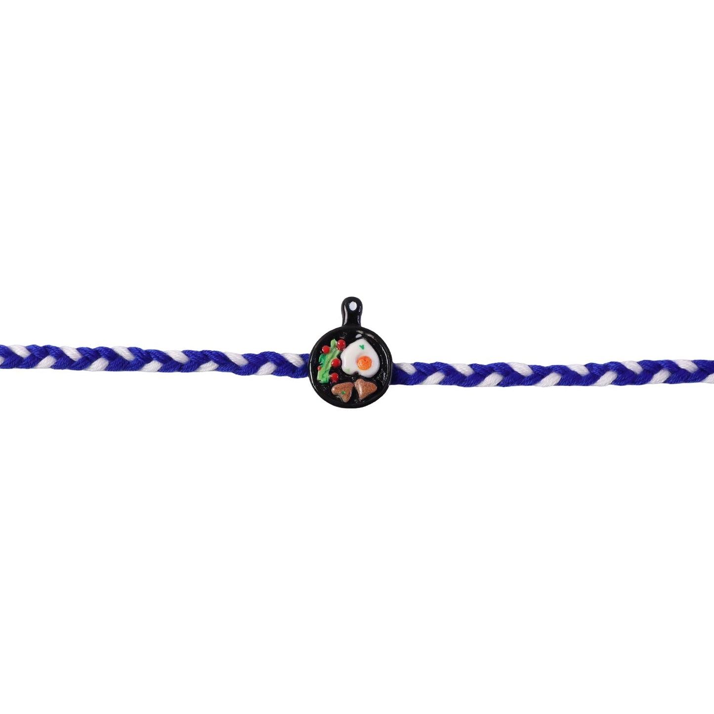 Tied knot detail of mini frying pan Rakhi, festive and fun