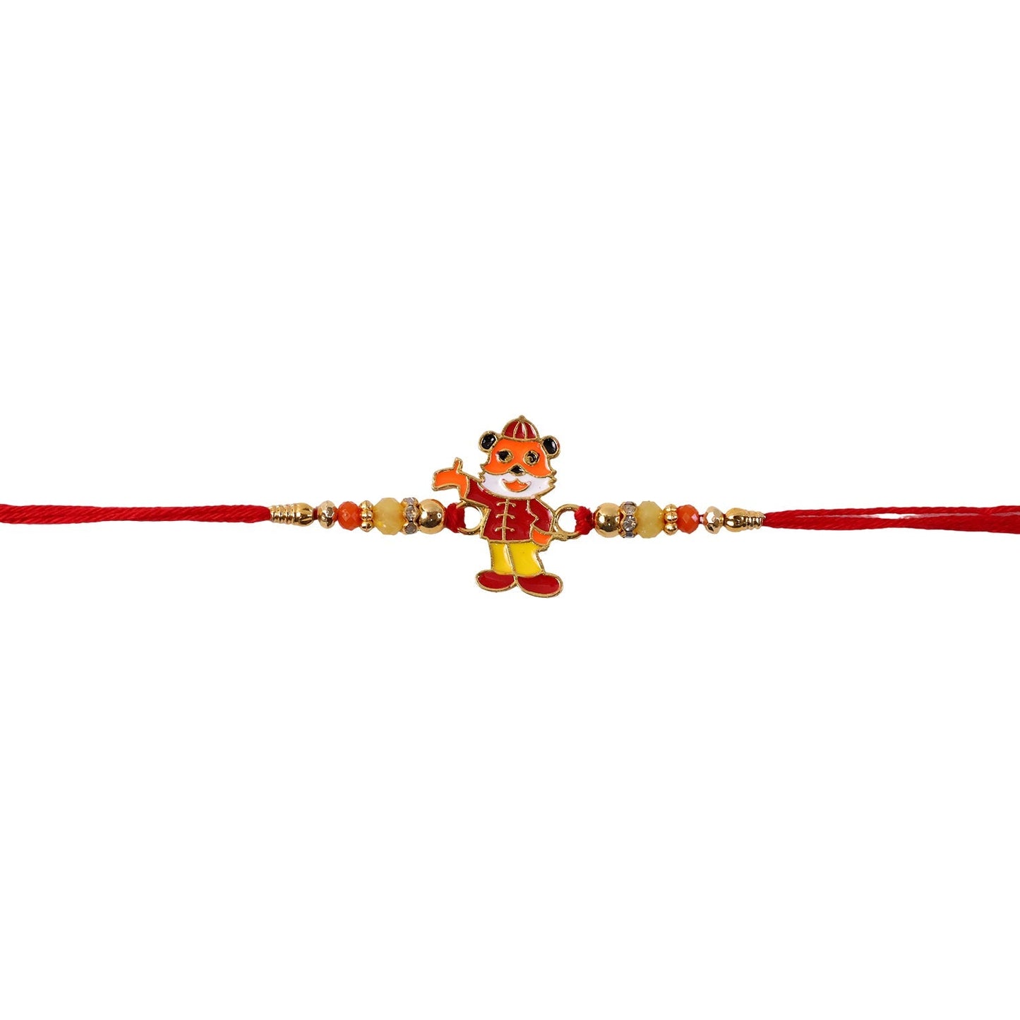 Festive rakhi with character charm and intricate thread design
