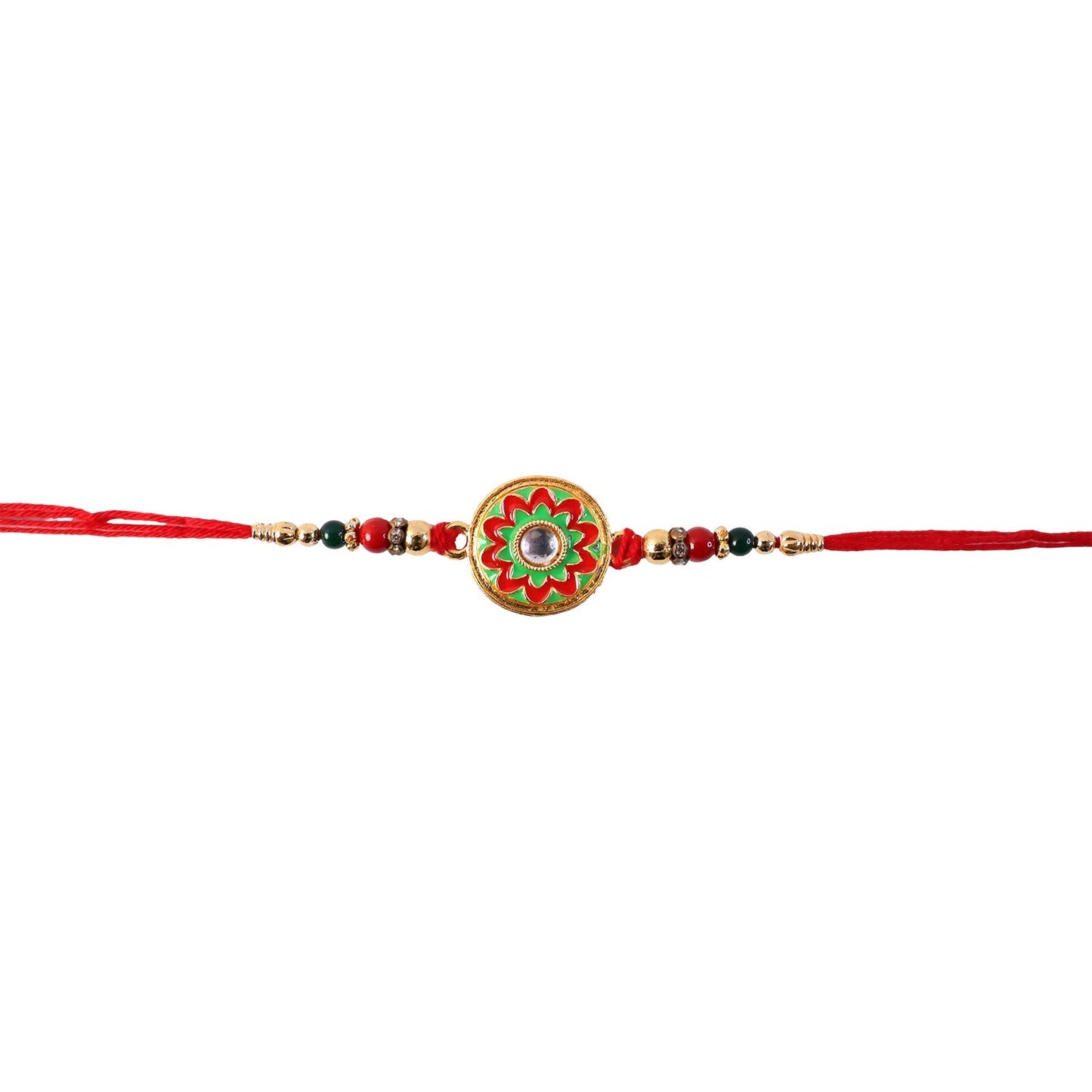 Rakhi tied with thread showcasing colorful design