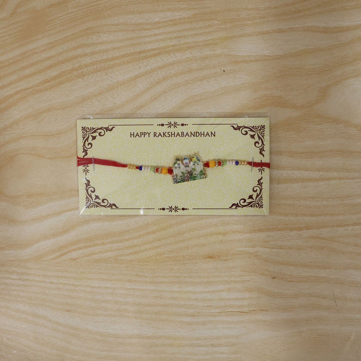 Full design of the lightweight BRO Rakhi, perfect for a brother's wrist.