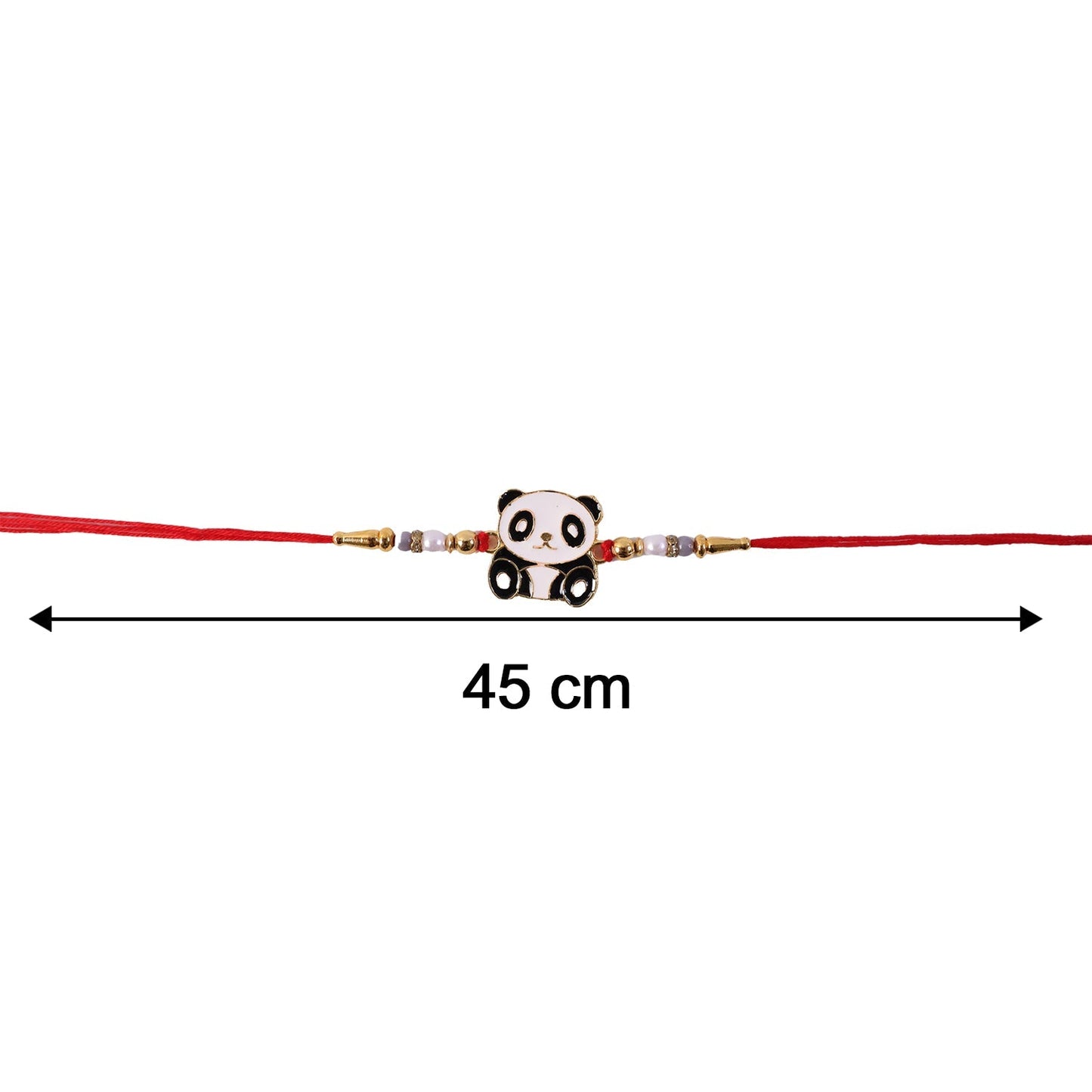 Festive rakhi featuring panda charm and pearl beads for brothers