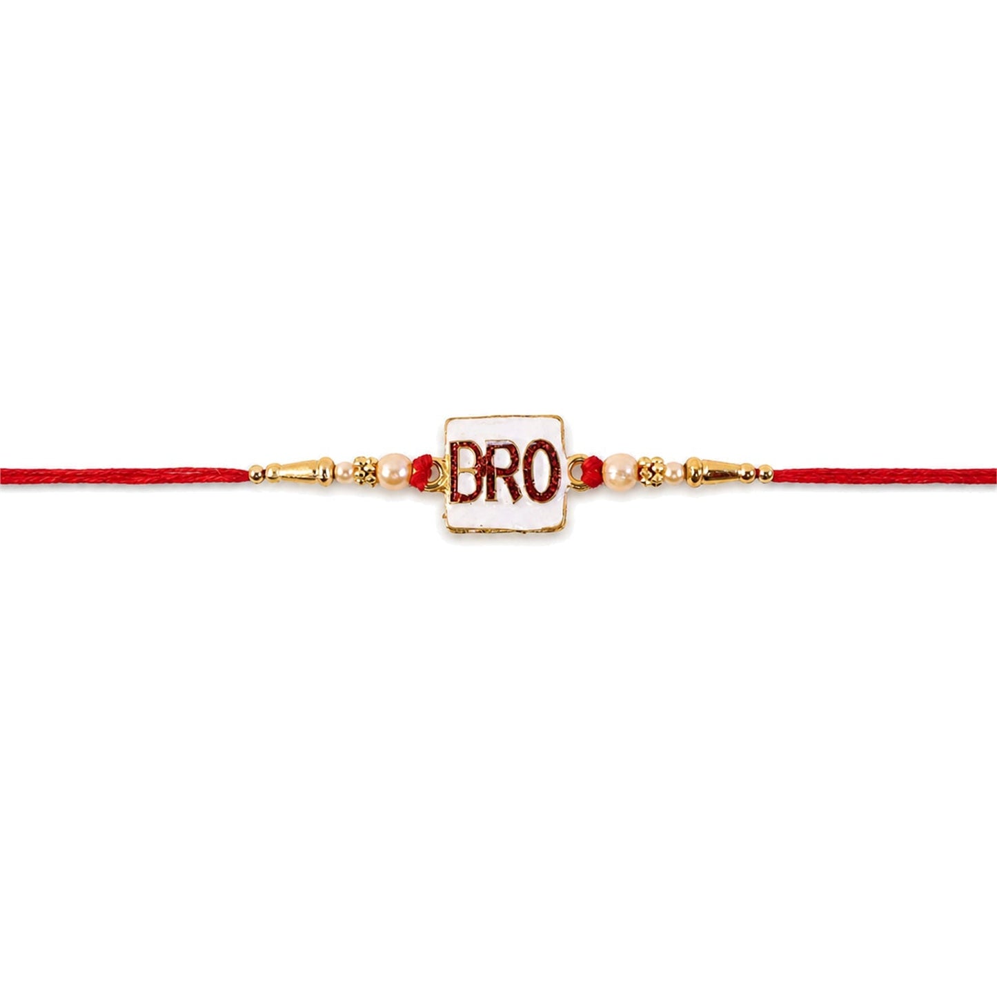 Traditional yet modern bro charm rakhi with pearls