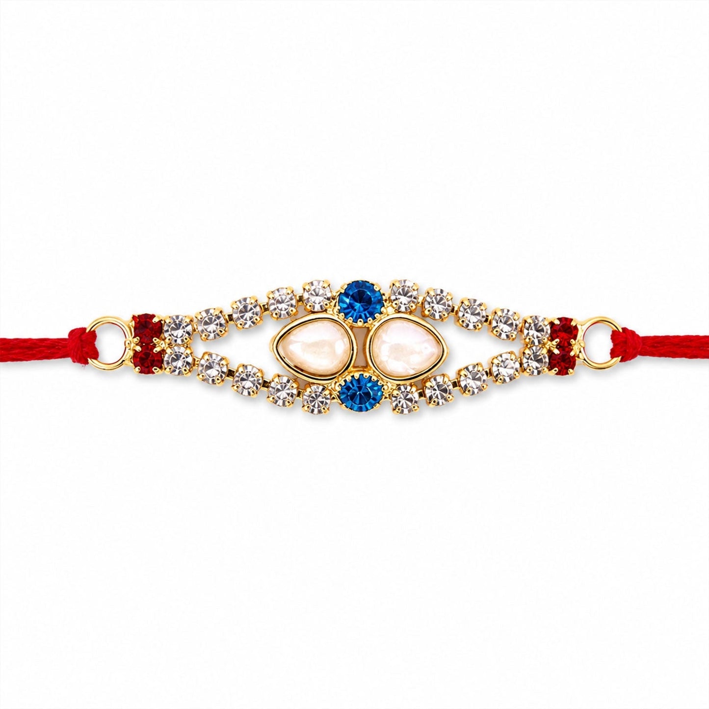Festive American Diamond Rakhi design from an angle