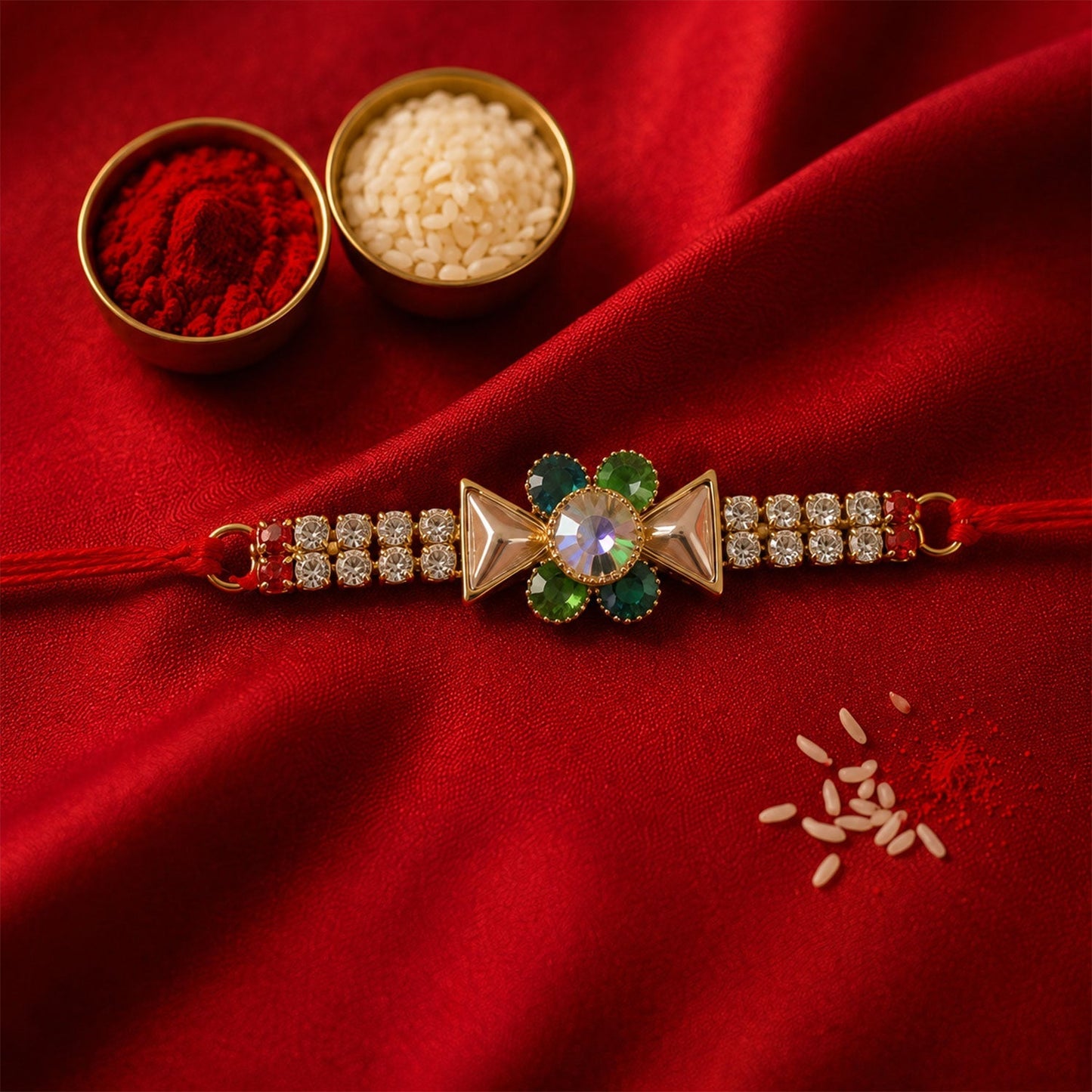 Elegant Rakhi for brother showing lightweight thread and decorations