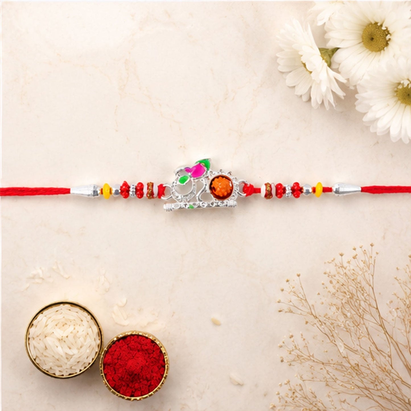 Stylish and traditional rainbow-colored rakhi for brothers