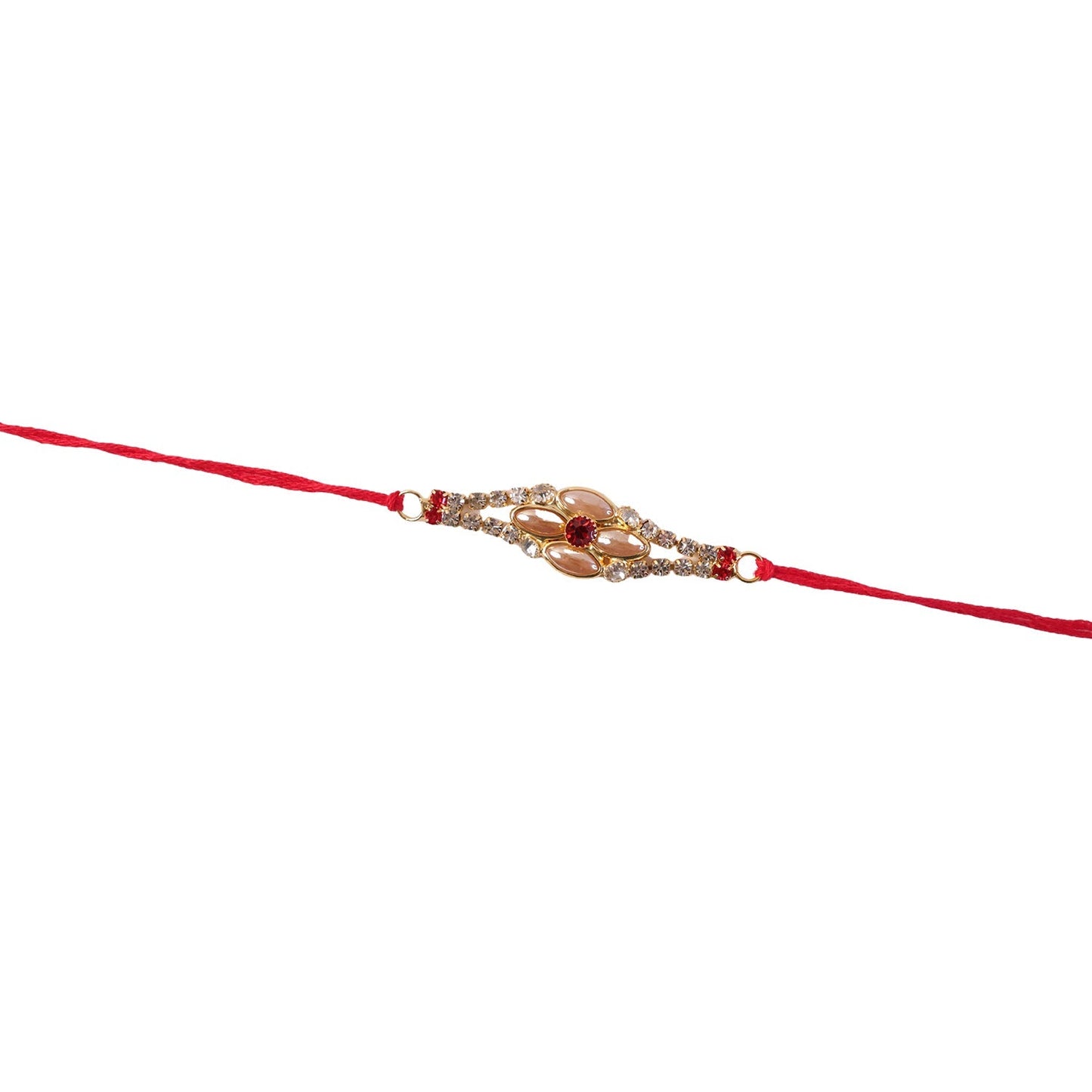 Festive packaging of Stone Floral Rakhi, ready for gifting.