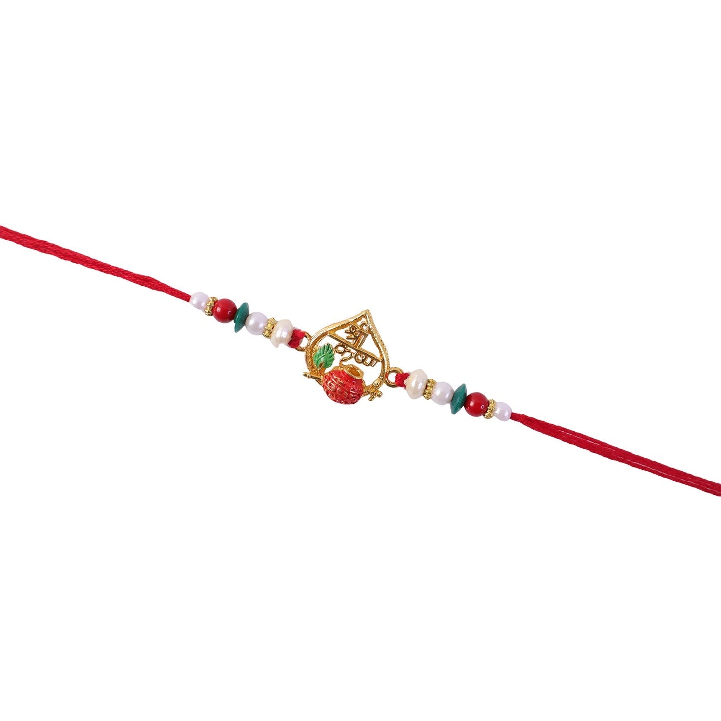 Beautiful traditional Rakhi with meenakari work, pearls, and beads