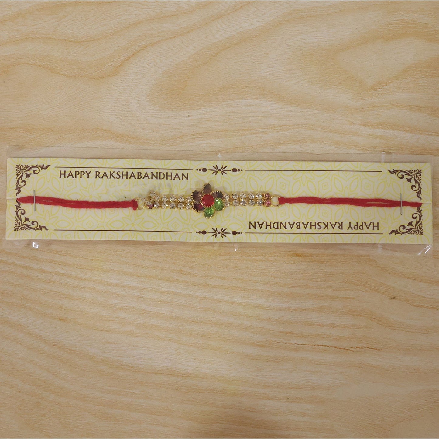 Stylish design Rakhi with vibrant floral motifs and festive appeal.